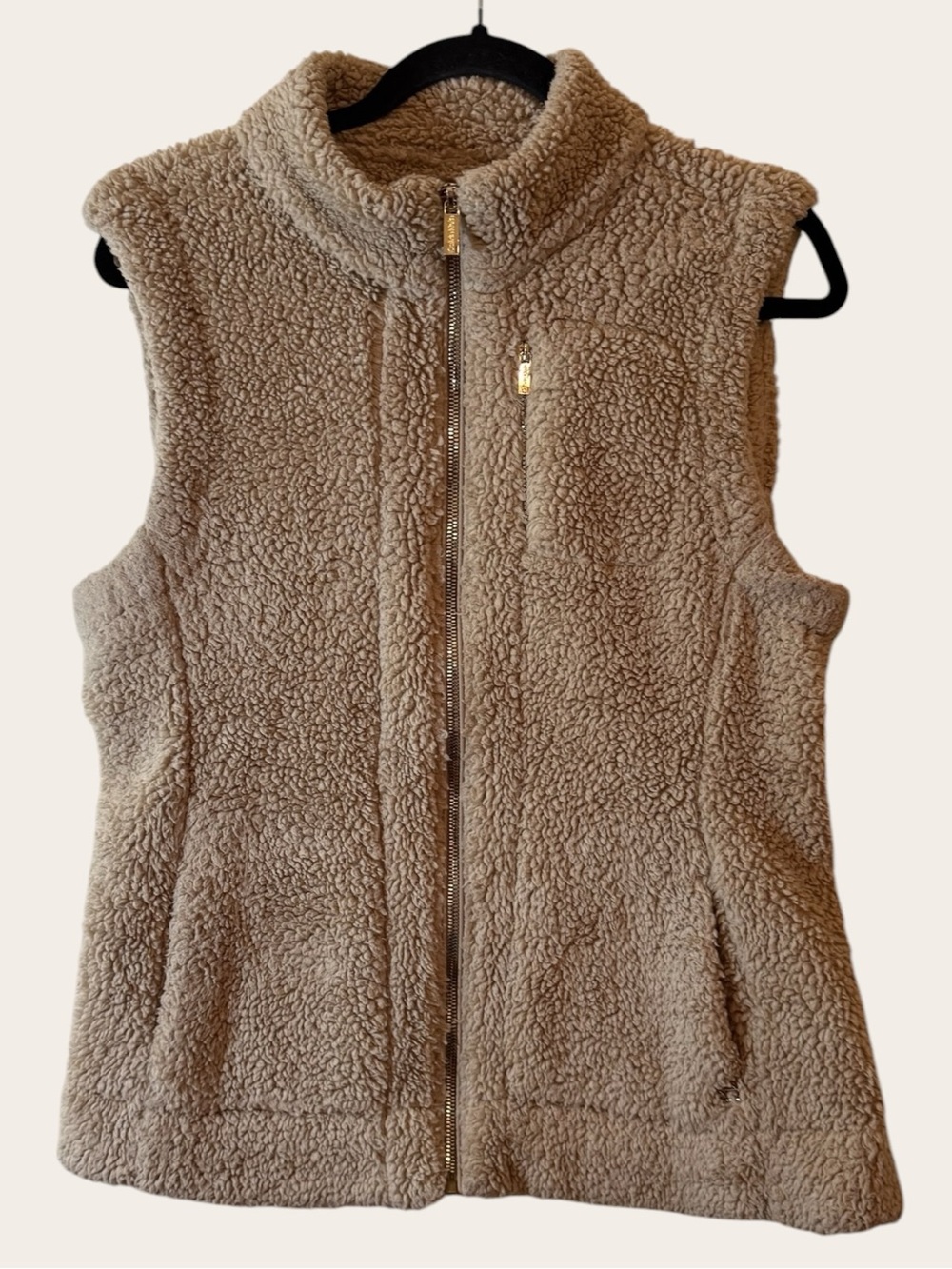Calvin Klein Taupe Sherpa Zip Vest